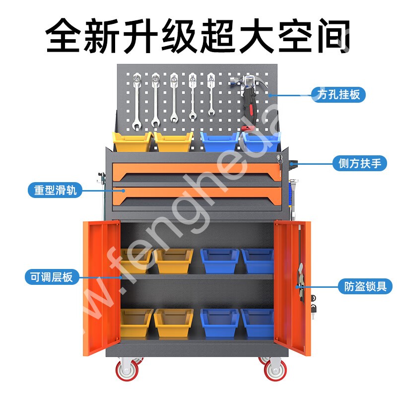 迎兰  二抽带网工具车 YL-GJG-D2-L2 670×400×1220mm 灰色+绿色套色  台