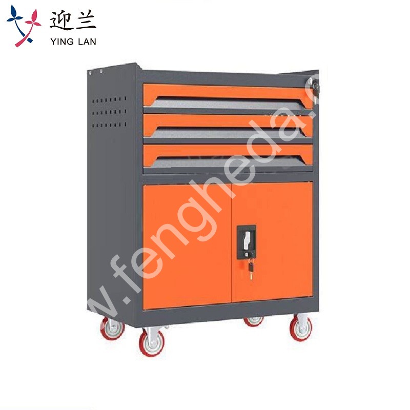 迎兰  三抽工具车 YL-GJG-3-L3 670×400×830mm 灰色+橙色套色  台