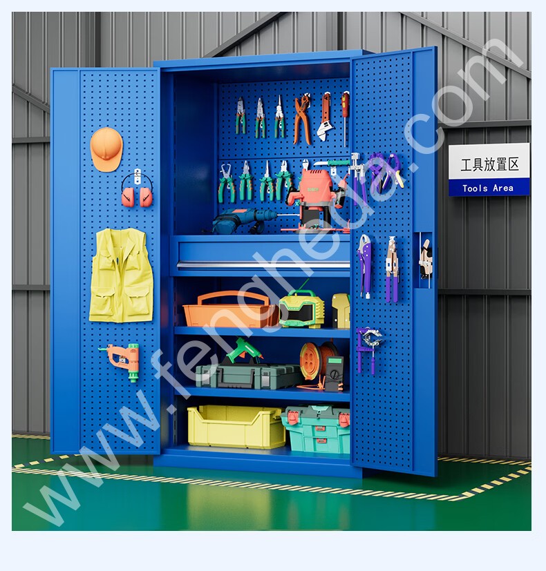 迎兰 带挂板工具柜 YL-CTGJU-4 1000×500×1800mm 一抽 蓝色 板材裸板厚1mm  台