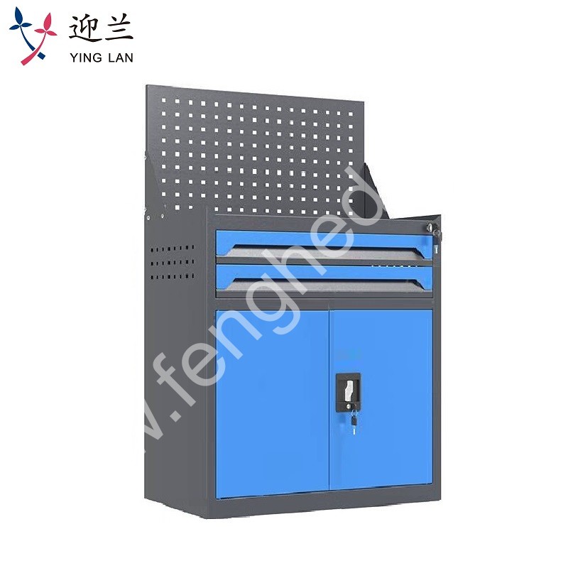 迎兰 二抽带网工具柜 YL-GJG-D2-5 670×400×1140mm 灰色+蓝色套色  台