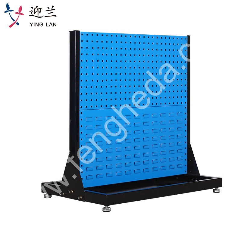 迎兰 物料架工具架双面二层固定款 YL-XKWLJ-05 610×960×990mm 方孔挂板数量2 百页挂板数量2  网板厚度1.0  个