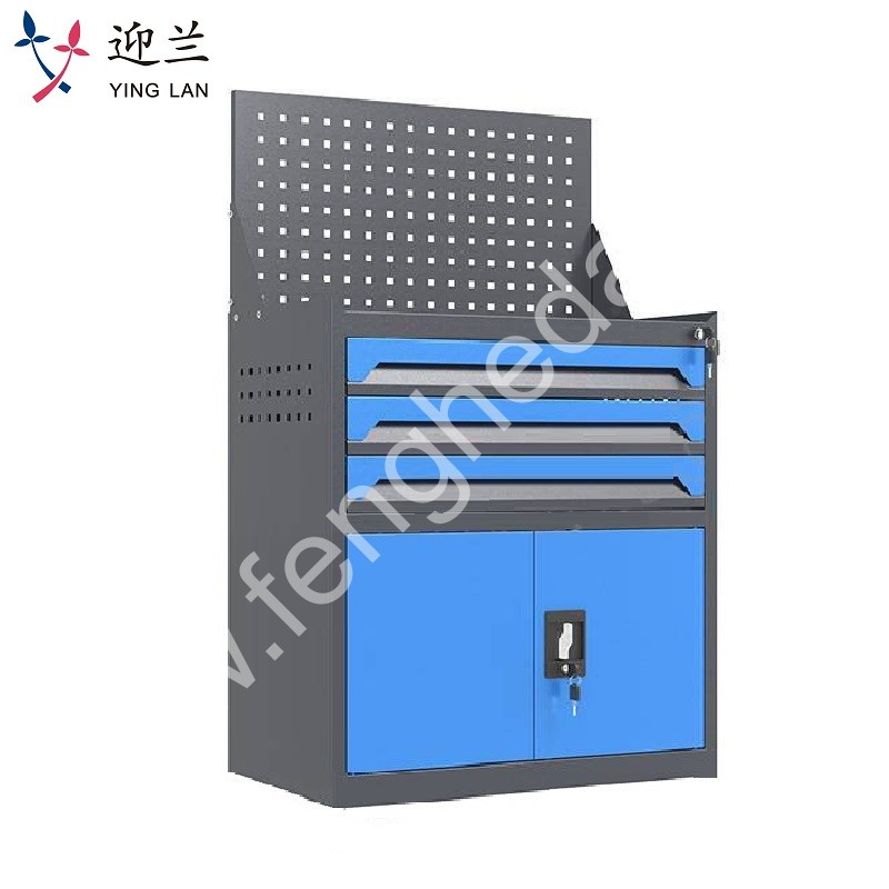 迎兰  三抽带网工具柜 YL-GJG-D3-5 670×400×1140mm 灰色+蓝色套色  台