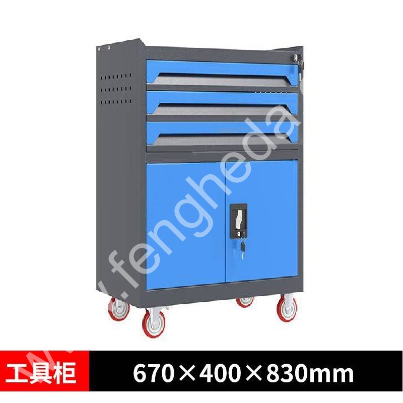 迎兰  三抽工具车 YL-GJG-3-L5 670×400×830mm 灰色+蓝色套色   台