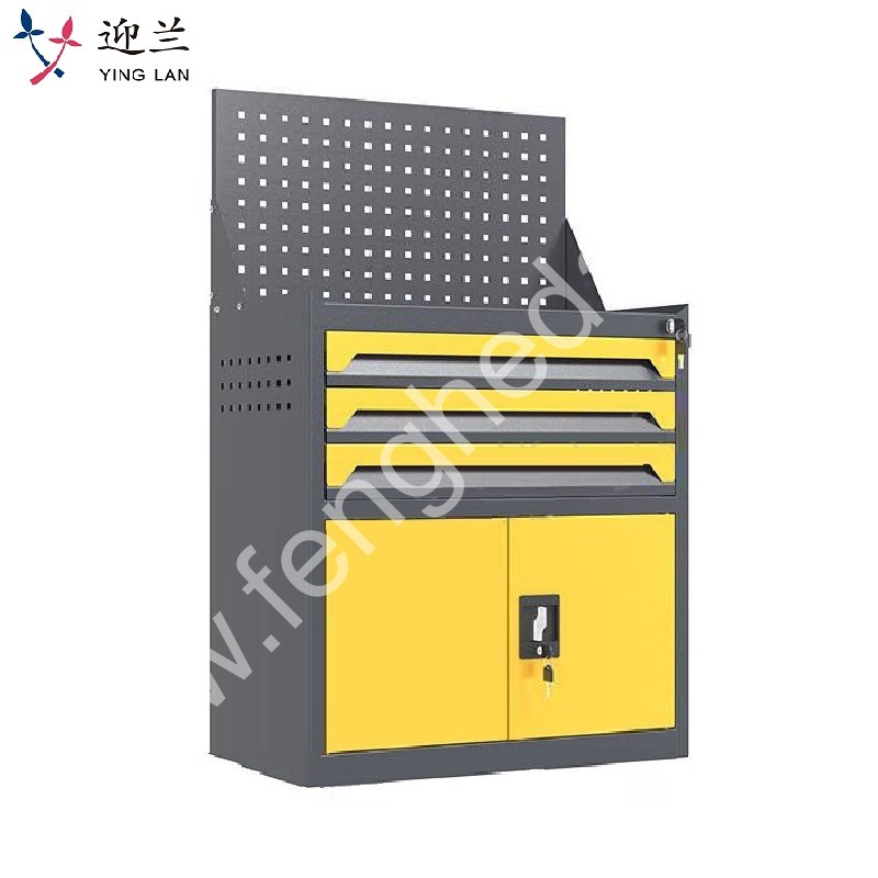 迎兰  三抽带网工具柜 YL-GJG-D3-4 670×400×1140mm 灰色+黄色套色  台