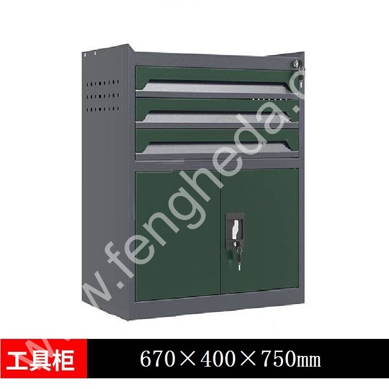 迎兰  三抽工具柜 YL-GJG-3-2 670×400×750mm 灰色+绿色 套色   台