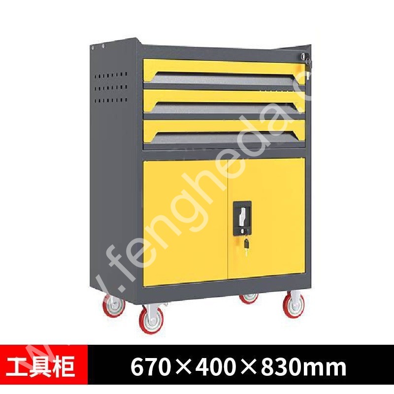 迎兰  三抽工具车 YL-GJG-3-L4 670×400×830mm 灰色+黄色套色  台