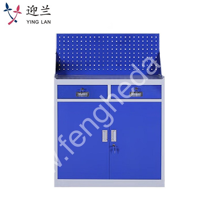 迎兰  二抽带挂板工具柜 YL-ECB02 900×400×1370mm灰白色+蓝色 套色  板厚0.6mm   个