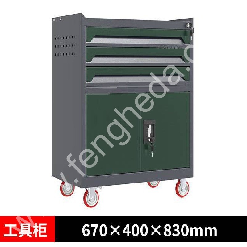 迎兰  三抽工具车 YL-GJG-3-L2 670×400×830mm 灰色+绿色套色  台