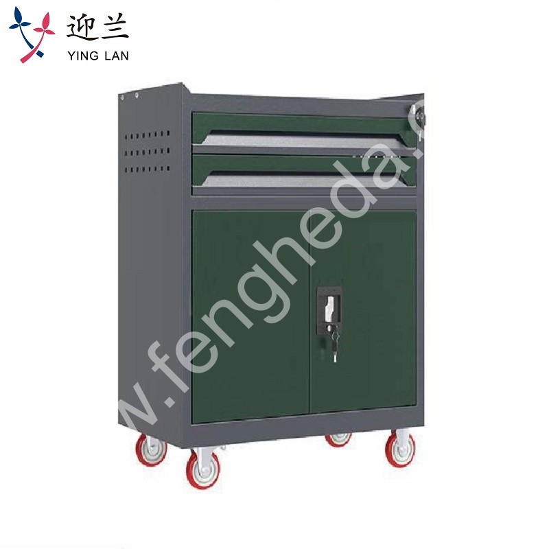 迎兰  二抽工具车 YL-GJG-2-L2 670×400×830mm 灰色+绿色套色  台