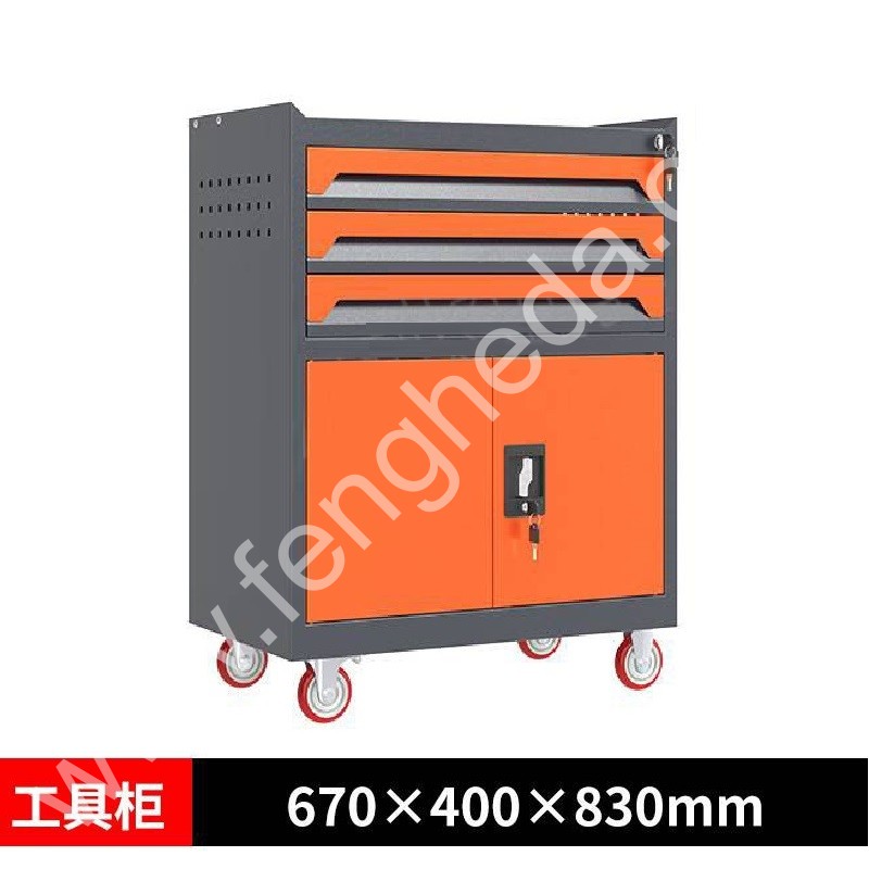 迎兰  三抽工具车 YL-GJG-3-L3 670×400×830mm 灰色+橙色套色  台
