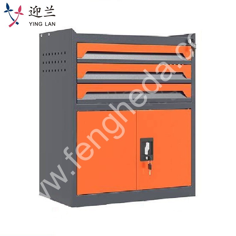 迎兰  三抽工具柜 YL-GJG-3-3 670×400×750mm 灰色+橙色套色  台