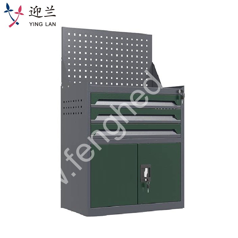 迎兰  三抽带网工具柜 YL-GJG-D3-2 670×400×1140mm 灰色+绿色套色  台