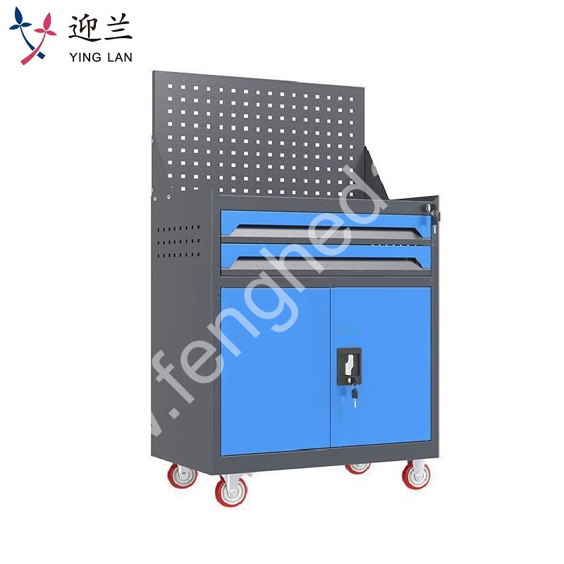 迎兰 二抽带网工具车 YL-GJG-D2-L5 670×400×1220mm 灰色+蓝色套色  台