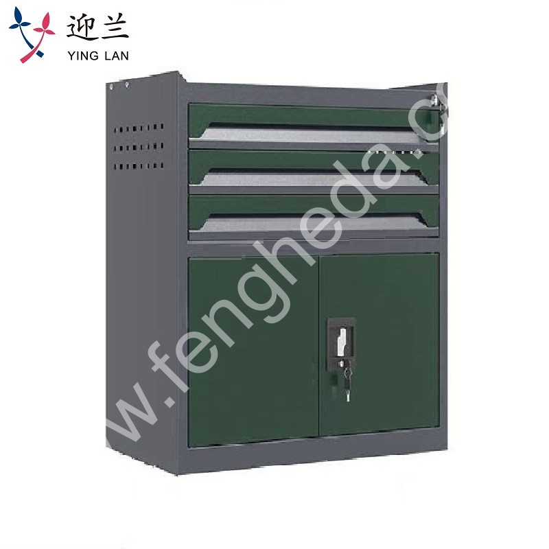 迎兰  三抽工具柜 YL-GJG-3-2 670×400×750mm 灰色+绿色 套色   台