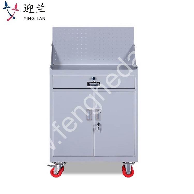 迎兰  可移动一抽工具车带挂板 YL-YCLB01 720×420×1360mm 灰白色  板厚0.6mm   个