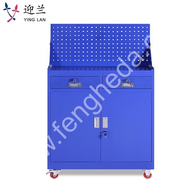 迎兰  可移动二抽带挂板工具车 YL-ECLB03 900×400×1500mm  蓝色   板厚0.6mm   个