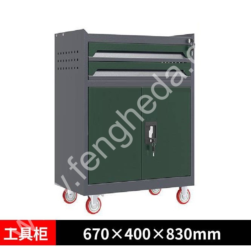 迎兰  二抽工具车 YL-GJG-2-L2 670×400×830mm 灰色+绿色套色  台
