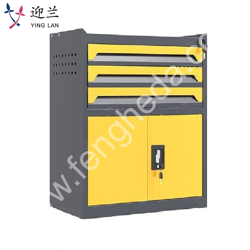 迎兰  三抽工具柜 YL-GJG-3-4 670×400×750mm 灰色+黄色套色  台