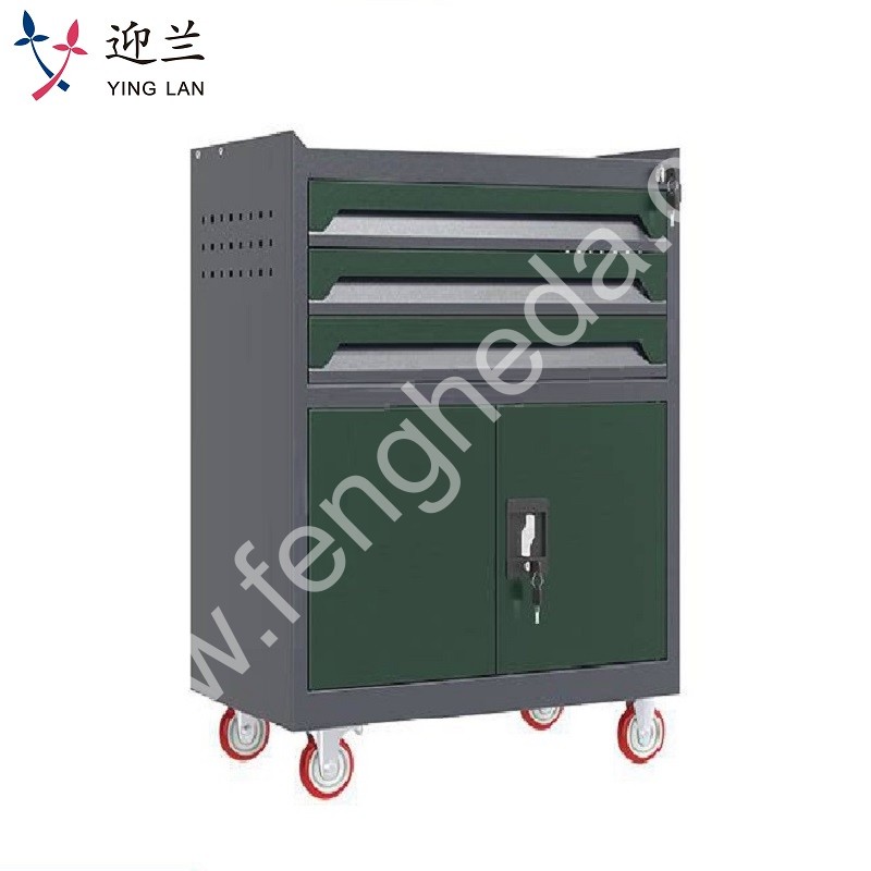 迎兰  三抽工具车 YL-GJG-3-L2 670×400×830mm 灰色+绿色套色  台