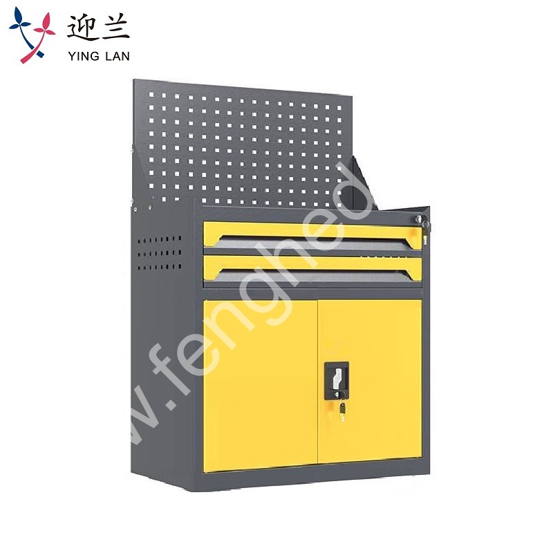 迎兰 二抽带网工具柜 YL-GJG-D2-4 670×400×1140mm 灰色+黄色套色   台