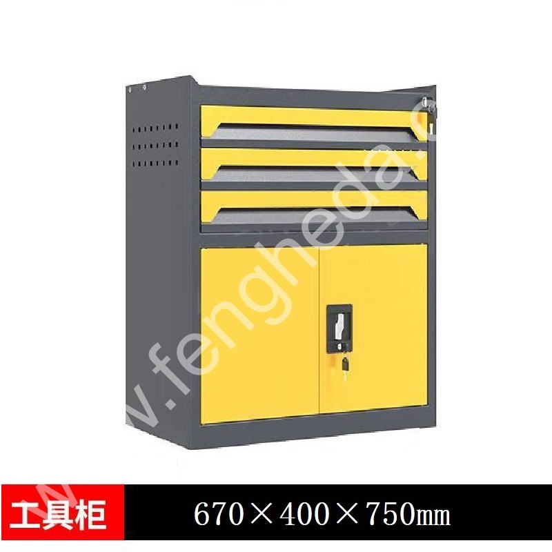 迎兰  三抽工具柜 YL-GJG-3-4 670×400×750mm 灰色+黄色套色  台