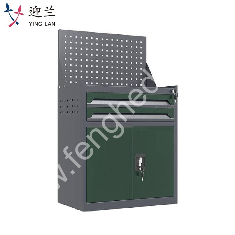 迎兰 二抽带网工具柜 YL-GJG-D2-2 670×400×1140mm 灰色+绿色套色  台
