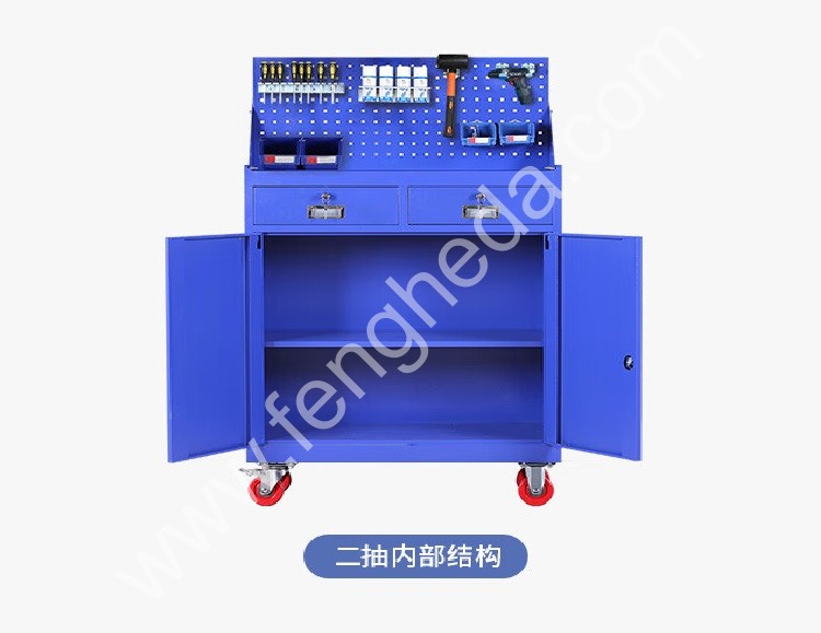 迎兰  可移动二抽带挂板工具车 YL-ECLB01 900×400×1500mm 灰白色   板厚0.6mm   个