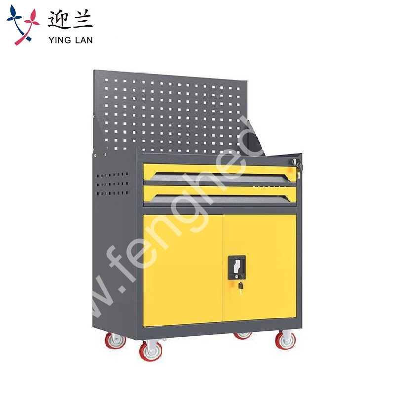 迎兰  二抽带网工具车 YL-GJG-D2-L4 670×400×1220mm 灰色+黄色套色  台