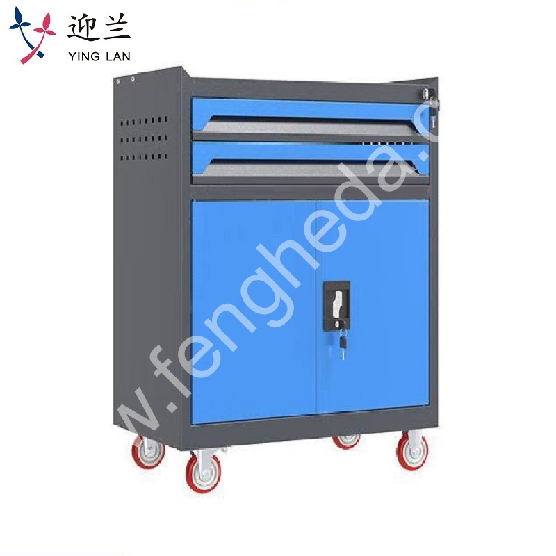 迎兰  二抽工具车 YL-GJG-2-L5 670×400×830mm 灰色+蓝色套色  台