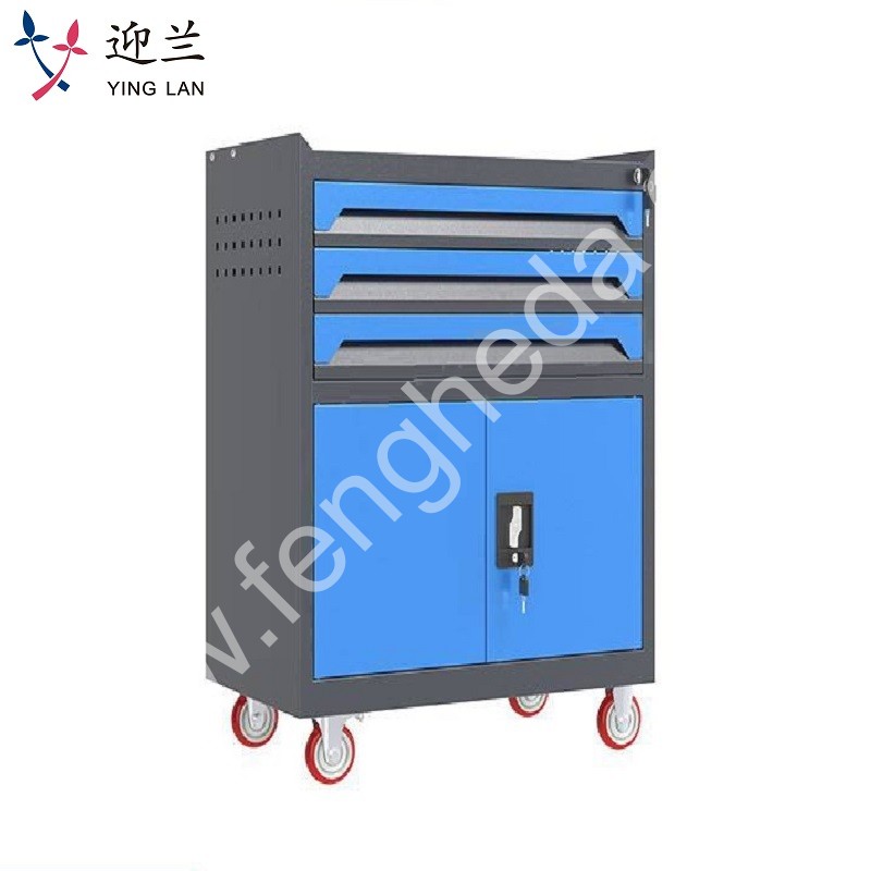 迎兰  三抽工具车 YL-GJG-3-L5 670×400×830mm 灰色+蓝色套色   台