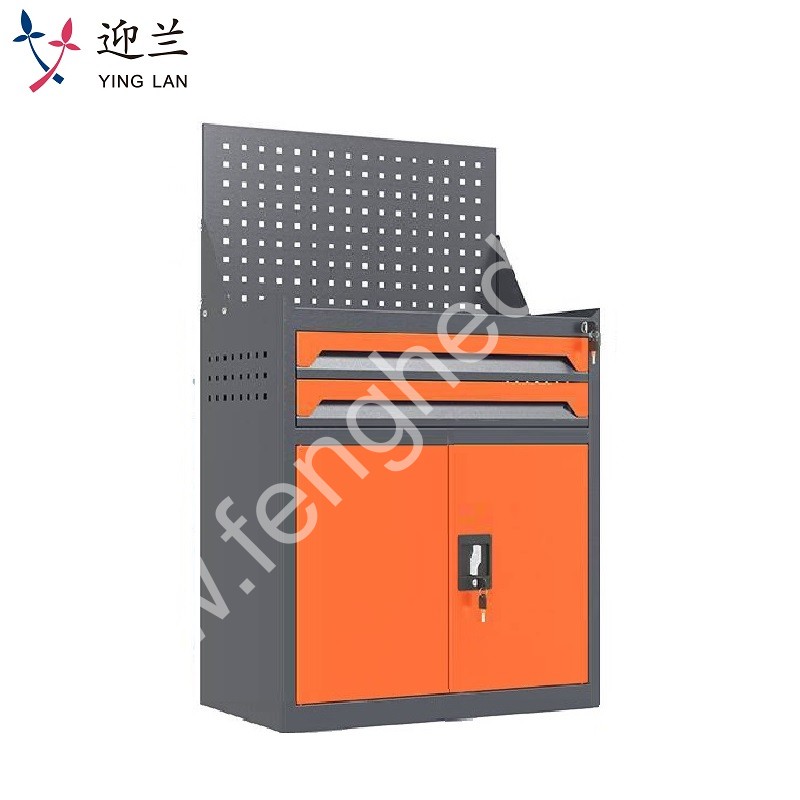 迎兰 二抽带网工具柜 YL-GJG-D2-3 670×400×1140mm 灰色+橙色套色  台