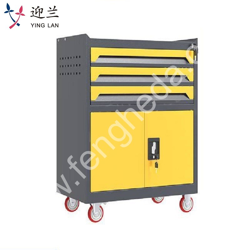 迎兰  三抽工具车 YL-GJG-3-L4 670×400×830mm 灰色+黄色套色  台