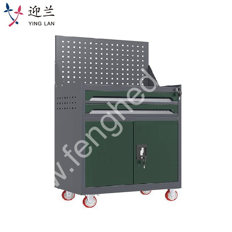 迎兰  二抽带网工具车 YL-GJG-D2-L2 670×400×1220mm 灰色+绿色套色  台