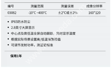 SATA世达 专业级热成像仪（-10°C ~400°C） 03082